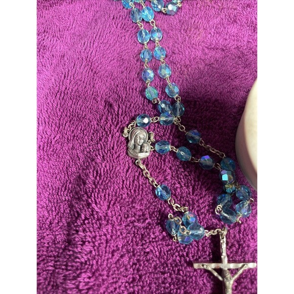 My Rosary Blue Beads Roman Catholic With Music Box Works - Picture 9 of 10